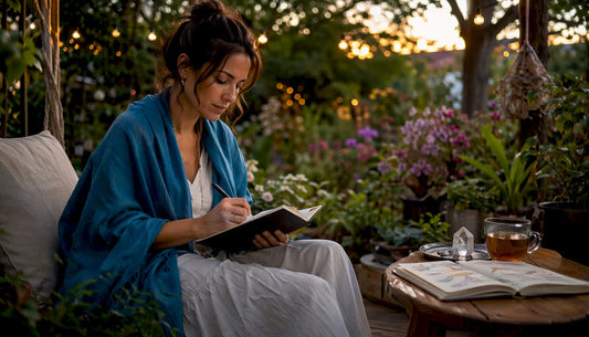 Woman reading law of attraction ebook at home