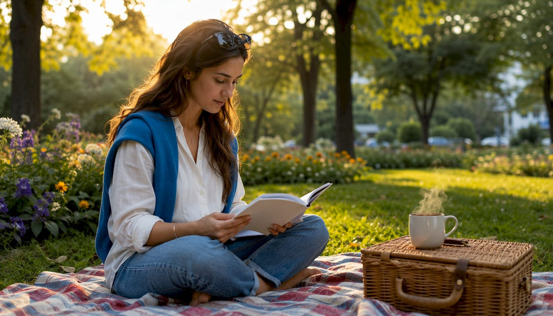 Person reading digital marketing ebook at desk