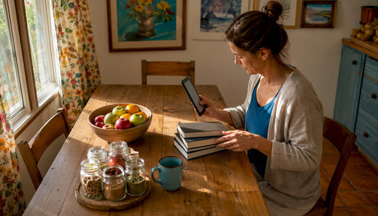 Person choosing between digital and physical books
