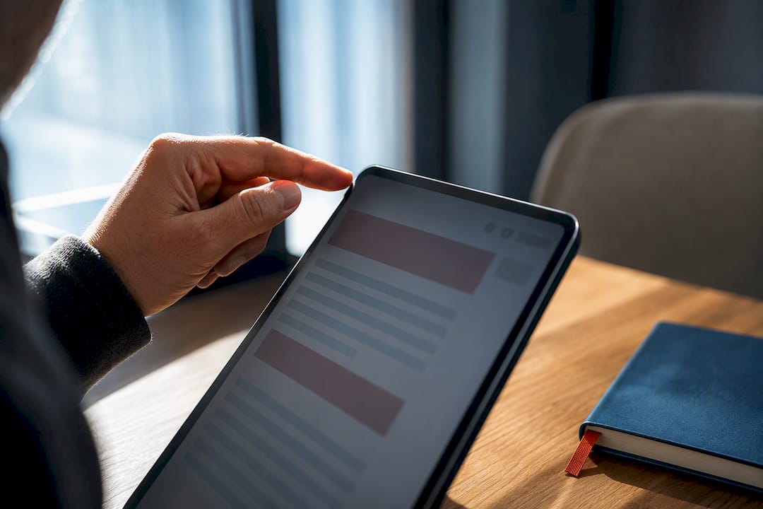 Close-up of PDF safety review on tablet