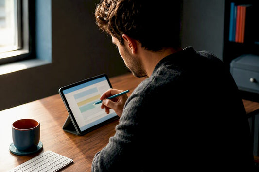 Writer studying a content writing ebook