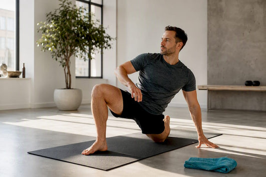 Person performing controlled mobility routine