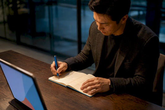 Professional applying ebook exercises to brand plan